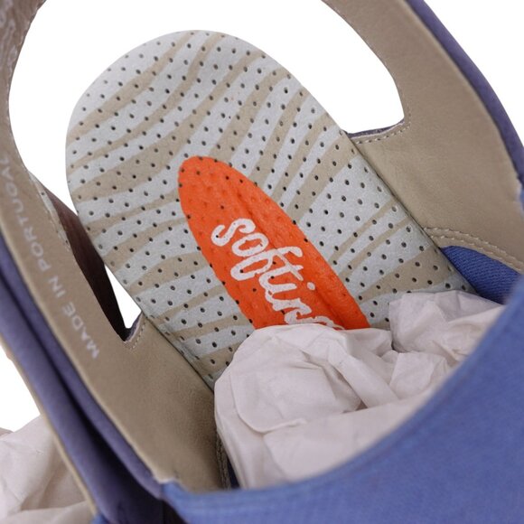 NIB Softinos by FLY London Alp Sandals Sz 35 US 4 Blue Leather Slingback Wedge - Picture 5 of 13